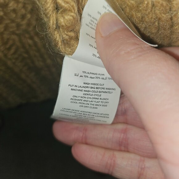 Michael Michael Kors Woman Belted Cable-Knit Cardigan in Camel SZ LG - Picture 5 of 6